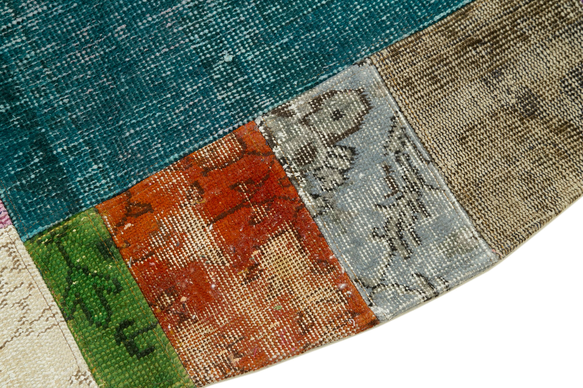 7x7 Multicolor Round Patchwork Rug - 29188