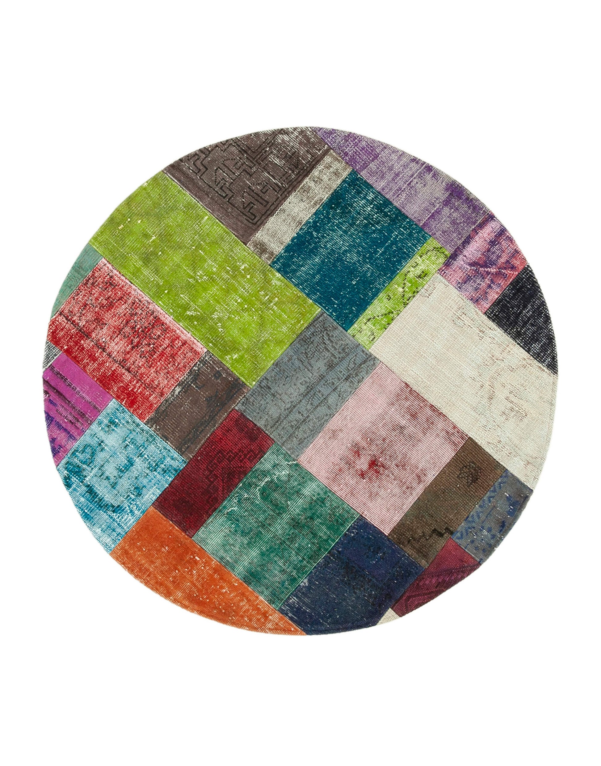 5x5 Multicolor Round Patchwork Rug - 29193