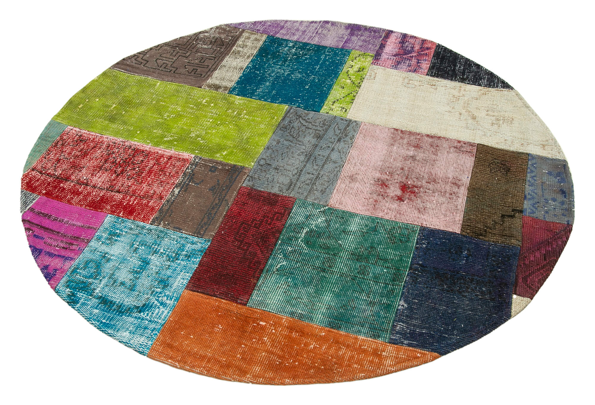 5x5 Multicolor Round Patchwork Rug - 29193