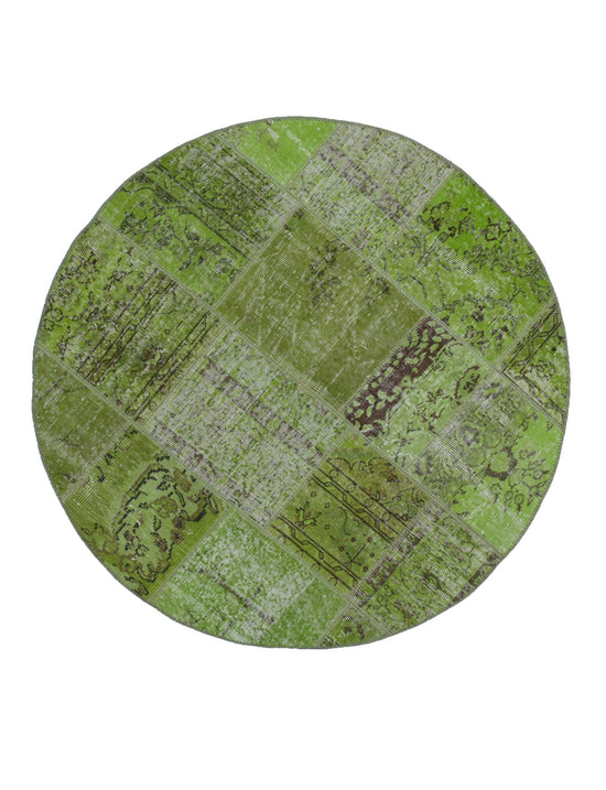5x5 Green Round Patchwork Rug - 29200