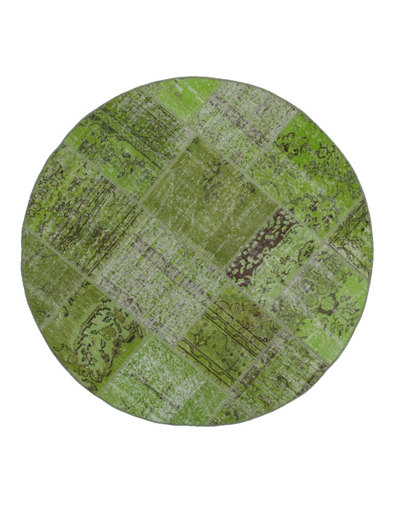 5x5 Green Round Patchwork Rug - 29200