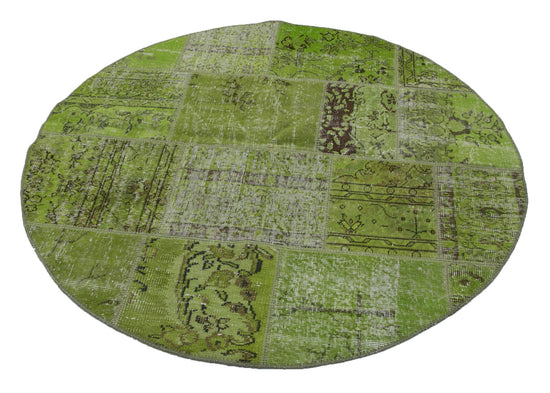 5x5 Green Round Patchwork Rug - 29200