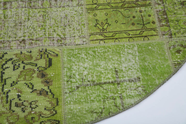 5x5 Green Round Patchwork Rug - 29200