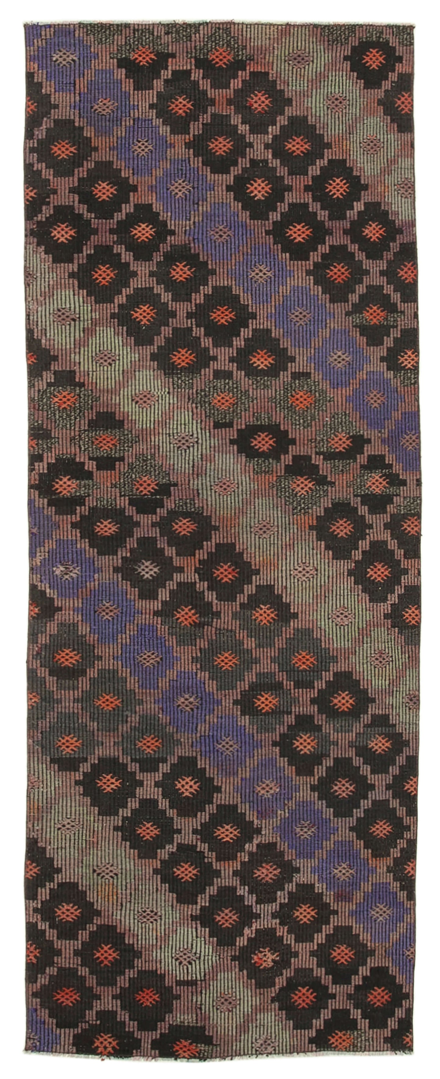 3x9 Brown Oriental Kilim Runner Rug - 29214