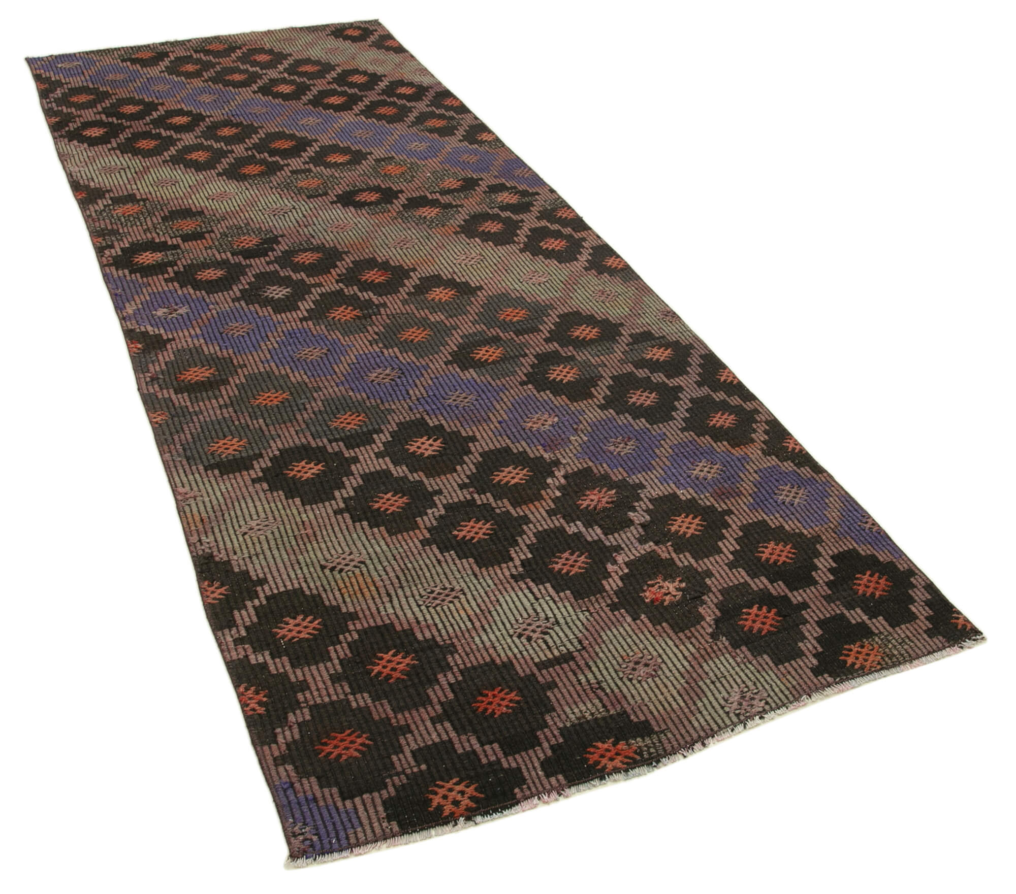 3x9 Brown Oriental Kilim Runner Rug - 29214