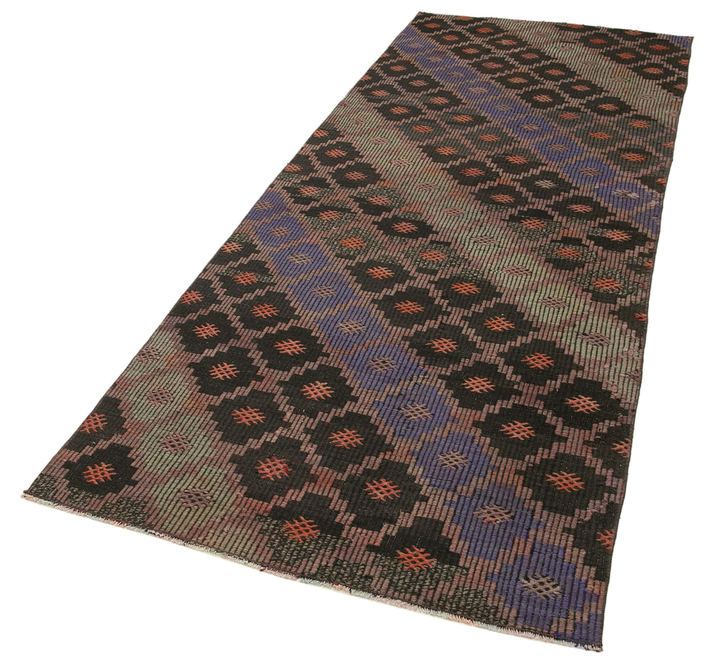 3x9 Brown Oriental Kilim Runner Rug - 29214