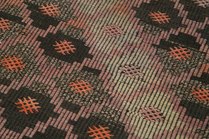 3x9 Brown Oriental Kilim Runner Rug - 29214