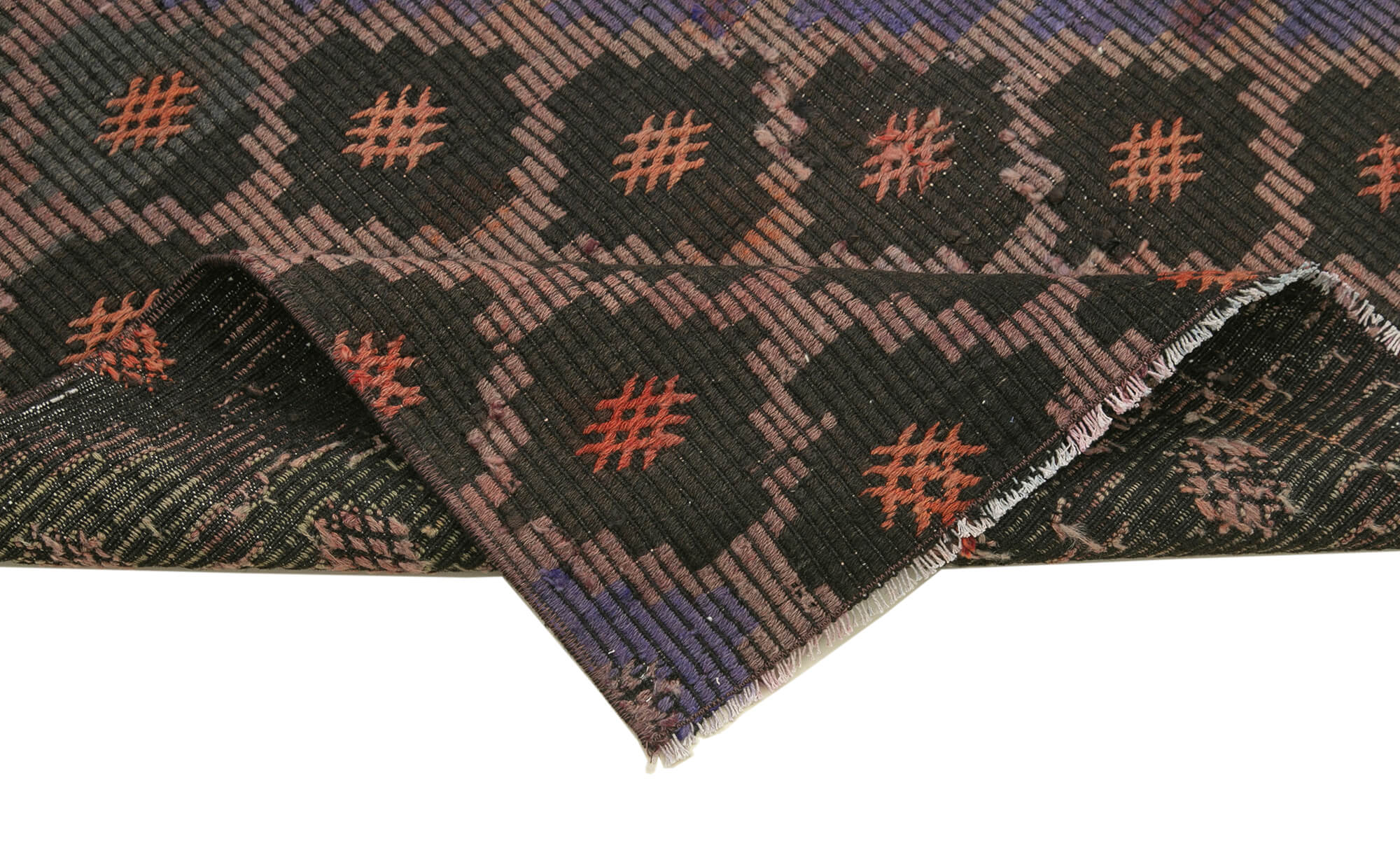 3x9 Brown Oriental Kilim Runner Rug - 29214