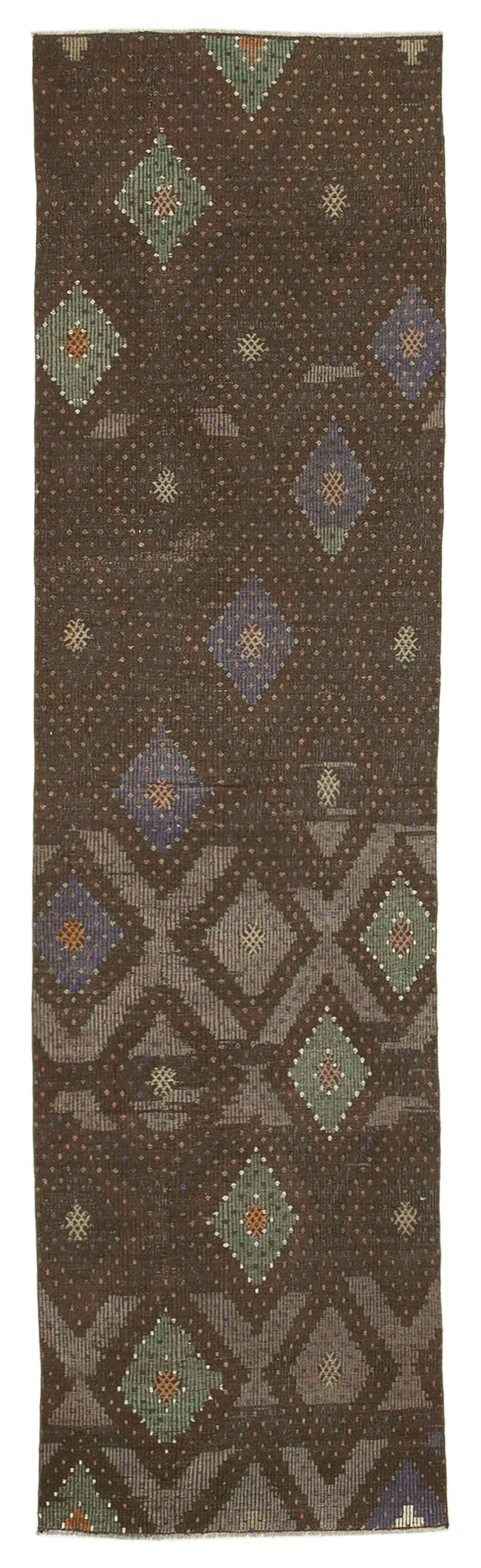 3x11 Brown Oriental Kilim Runner Rug - 29222