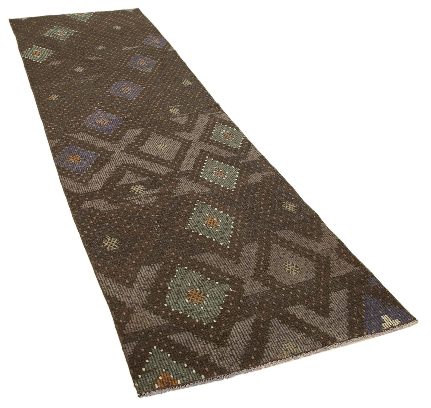 3x11 Brown Oriental Kilim Runner Rug - 29222