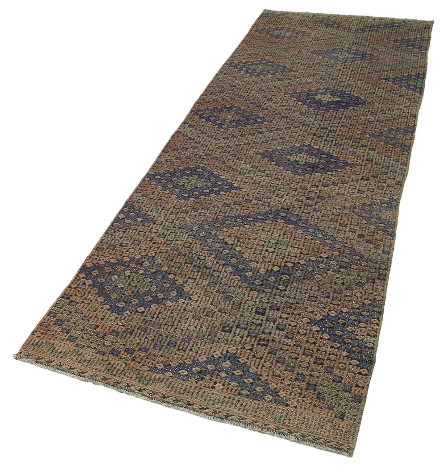 3x9 Brown Oriental Kilim Runner Rug - 29227
