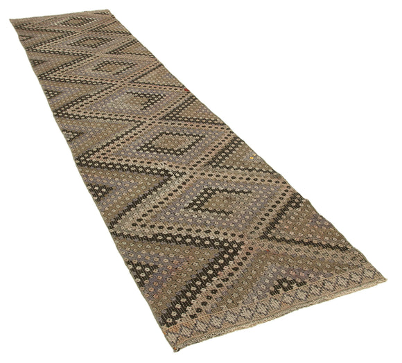 3x11 Brown Oriental Kilim Runner Rug - 29229