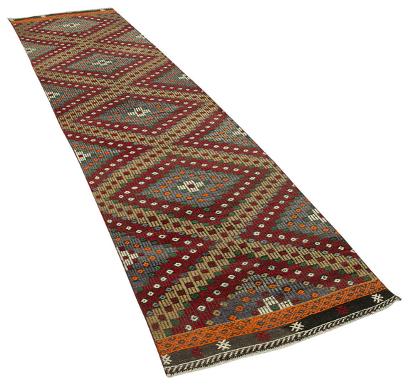 3x12 Multicolor Oriental Kilim Runner Rug - 29258