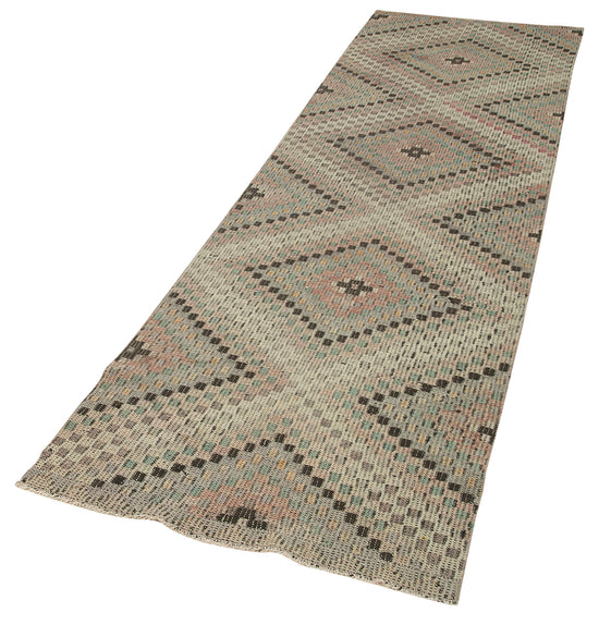 3x10 Beige Oriental Kilim Runner Rug - 29269