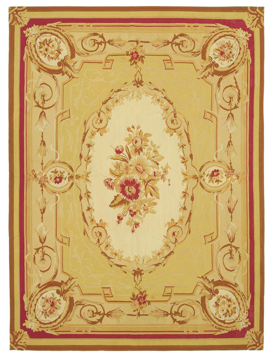 9x12 Yellow Aubusson Kilim - 29491