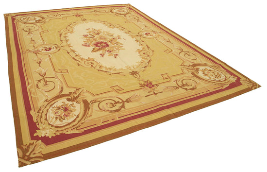 9x12 Yellow Aubusson Kilim - 29491