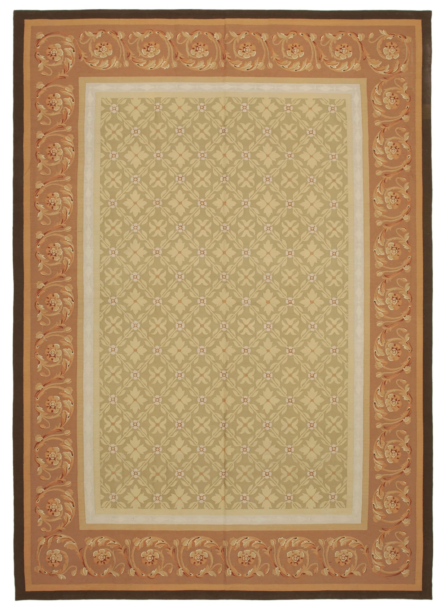 10x14 Brown Aubusson Kilim - 29493