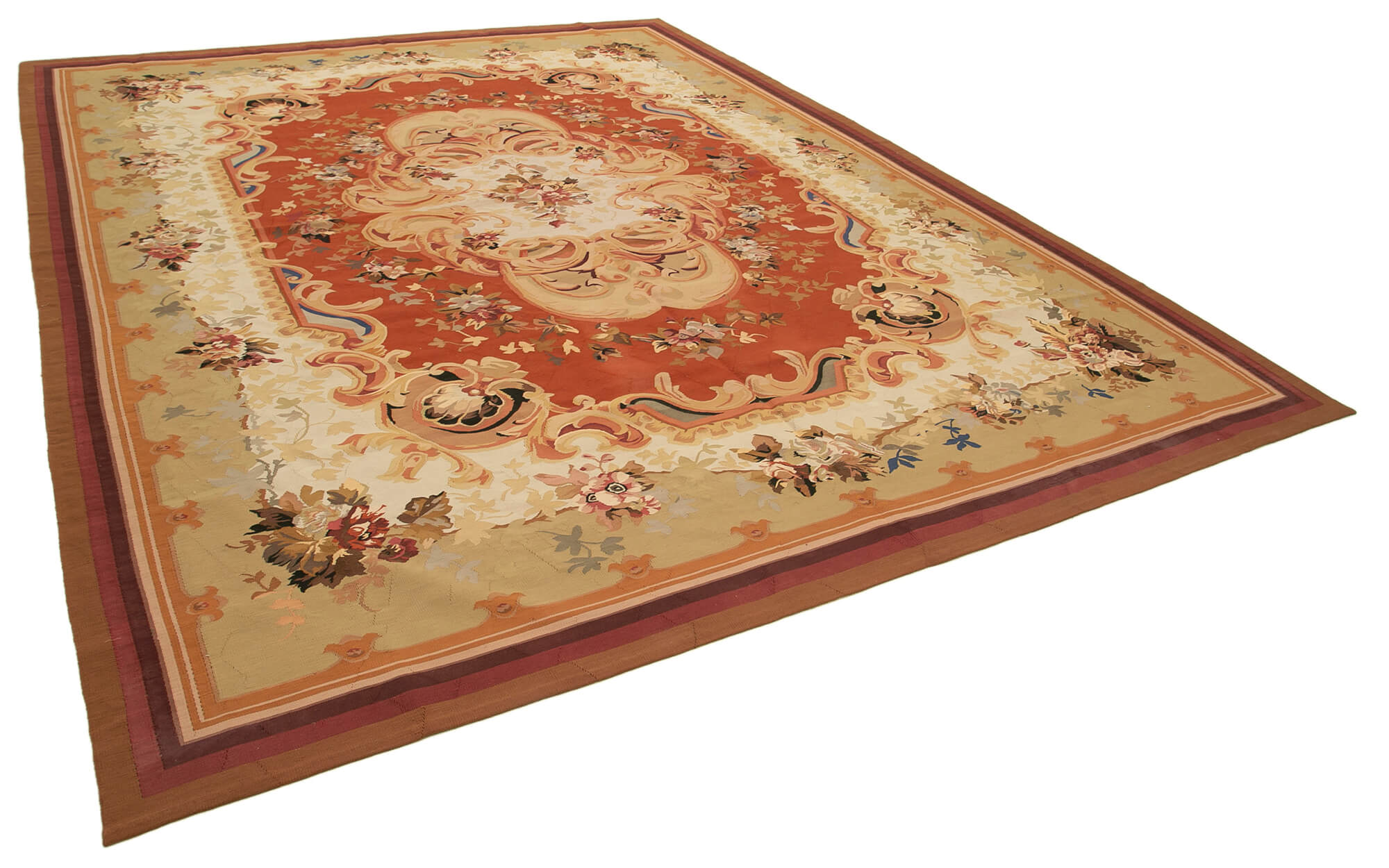 10x13 Beige Aubusson Kilim - 29494