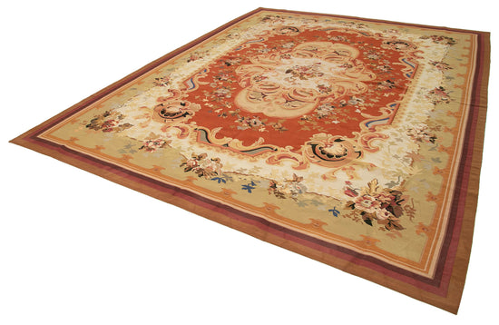 10x13 Beige Aubusson Kilim - 29494