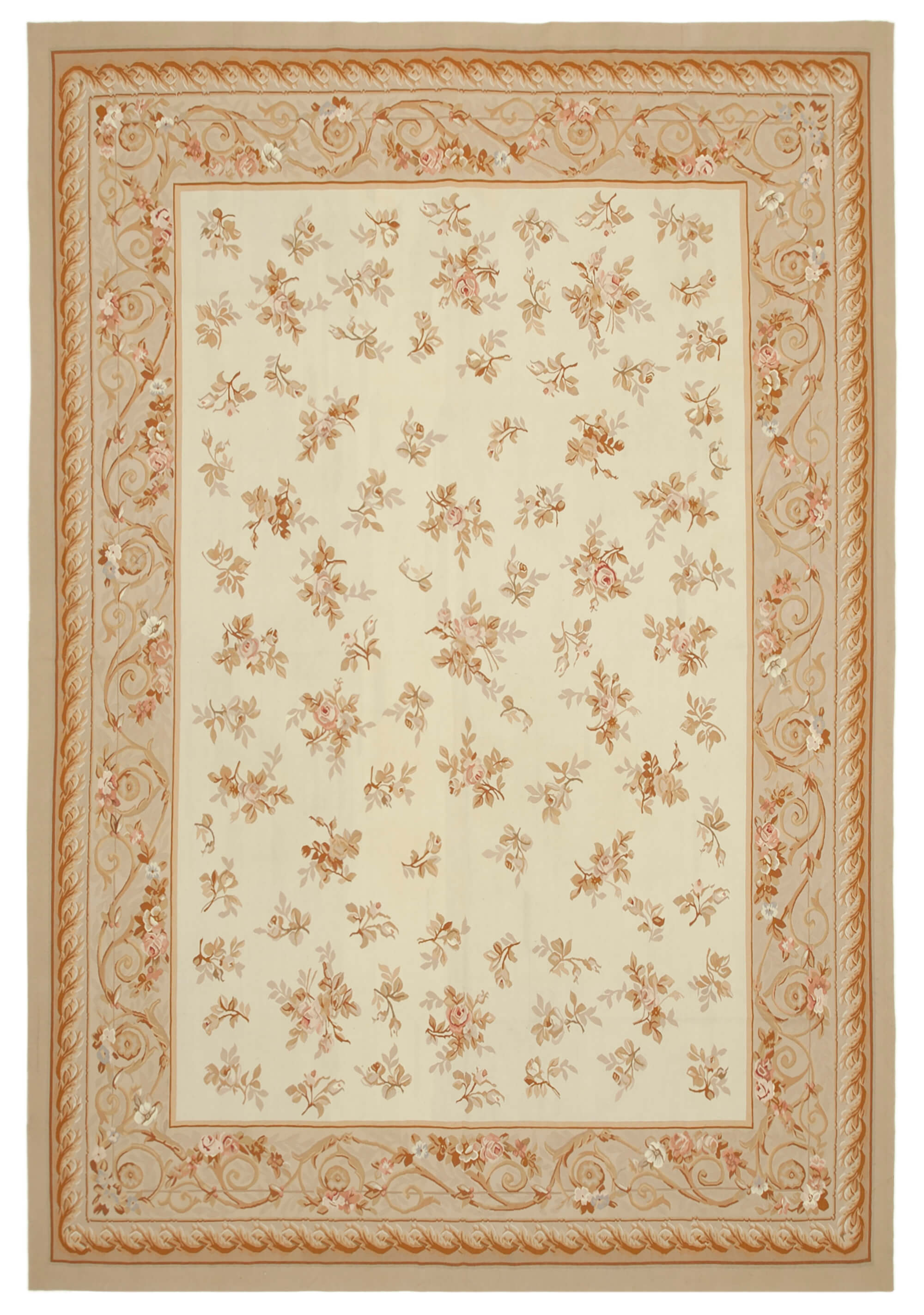 10x14 Beige Aubusson Kilim - 29495
