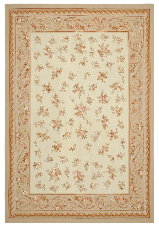 10x14 Beige Aubusson Kilim - 29495