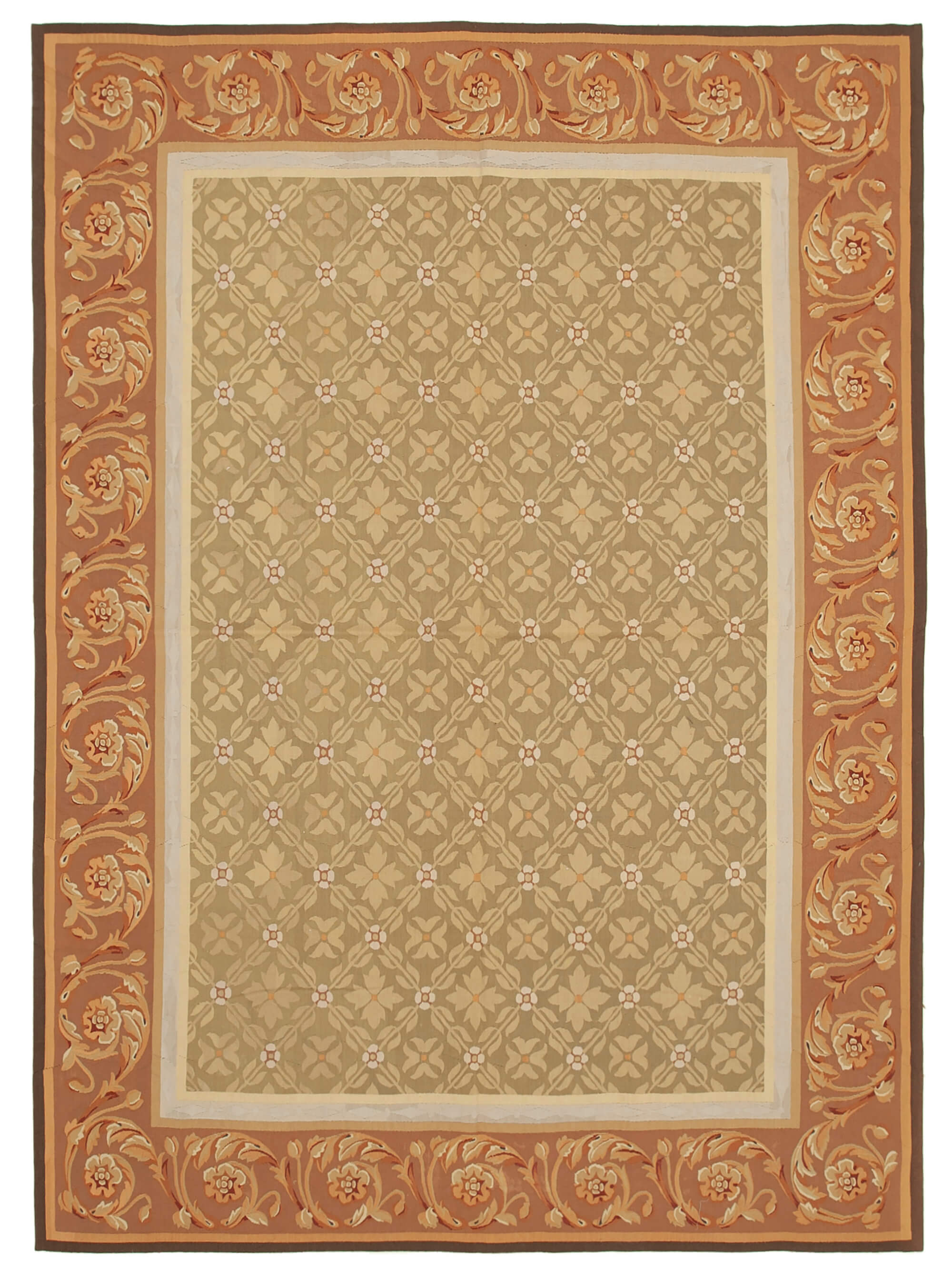 9x12 Brown Aubusson Kilim - 29499