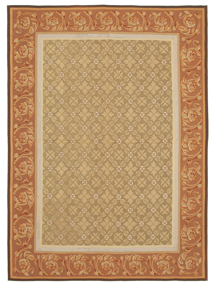 9x12 Brown Aubusson Kilim - 29499