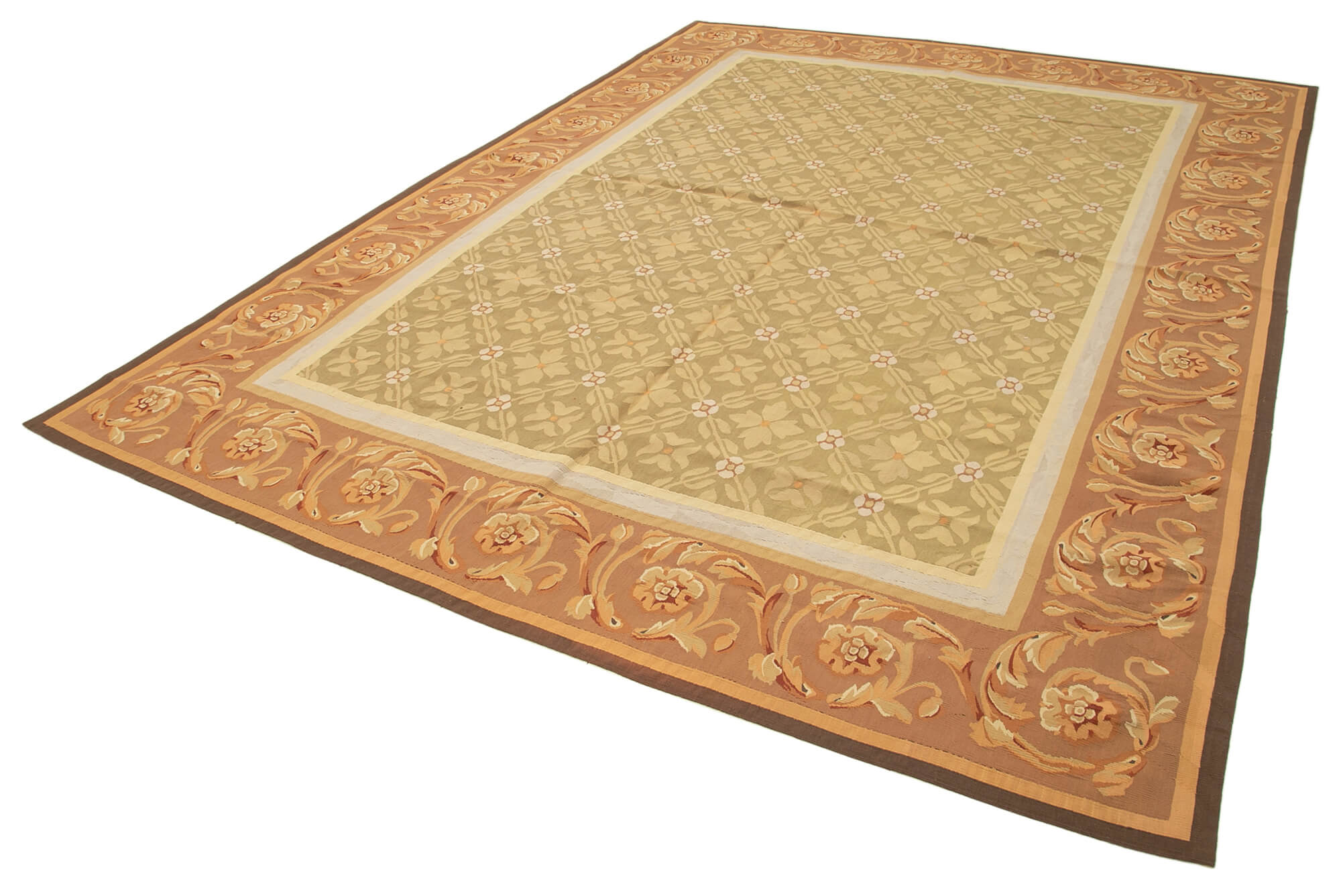 9x12 Brown Aubusson Kilim - 29499
