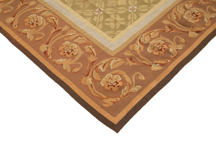 9x12 Brown Aubusson Kilim - 29499