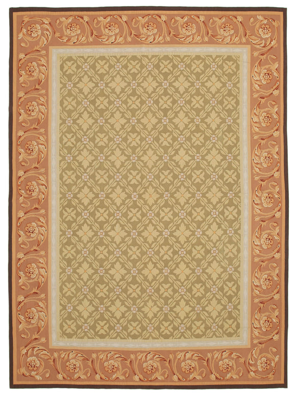 9x12 Brown Aubusson Kilim - 29501