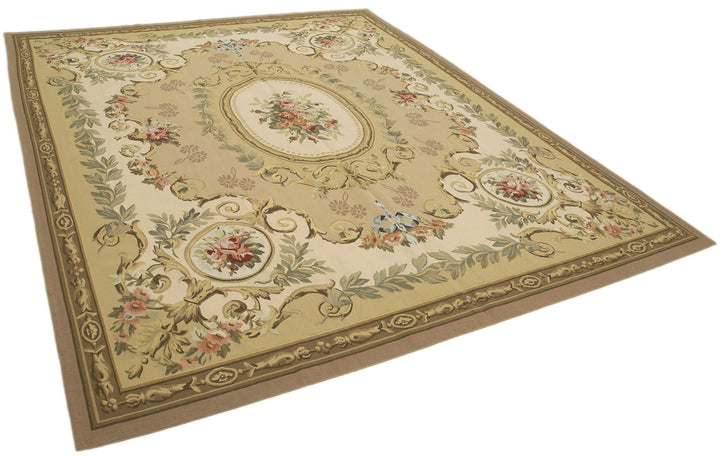 9x11 Beige Aubusson Kilim - 29503