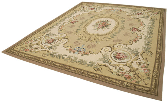 9x11 Beige Aubusson Kilim - 29503