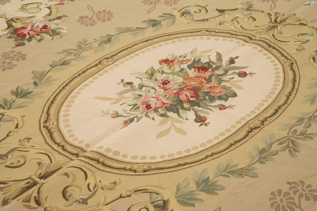 9x11 Beige Aubusson Kilim - 29503