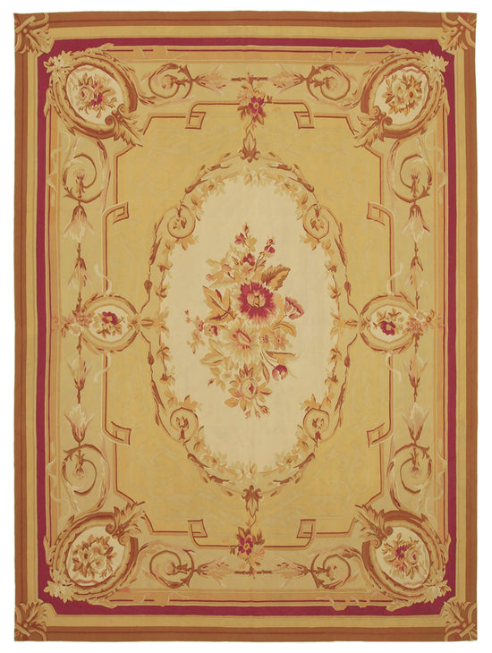 9x12 Yellow Aubusson Kilim - 29504