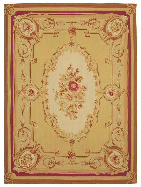 9x12 Yellow Aubusson Kilim - 29504