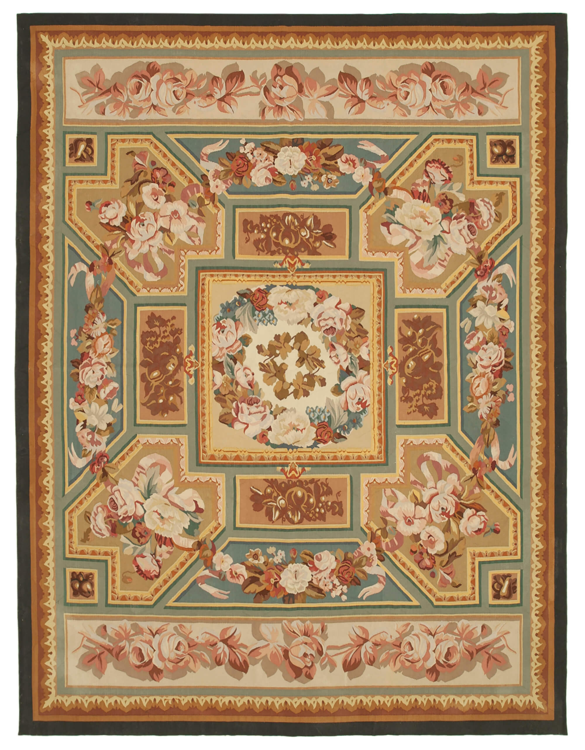 9x12 Yellow Aubusson Kilim - 29512