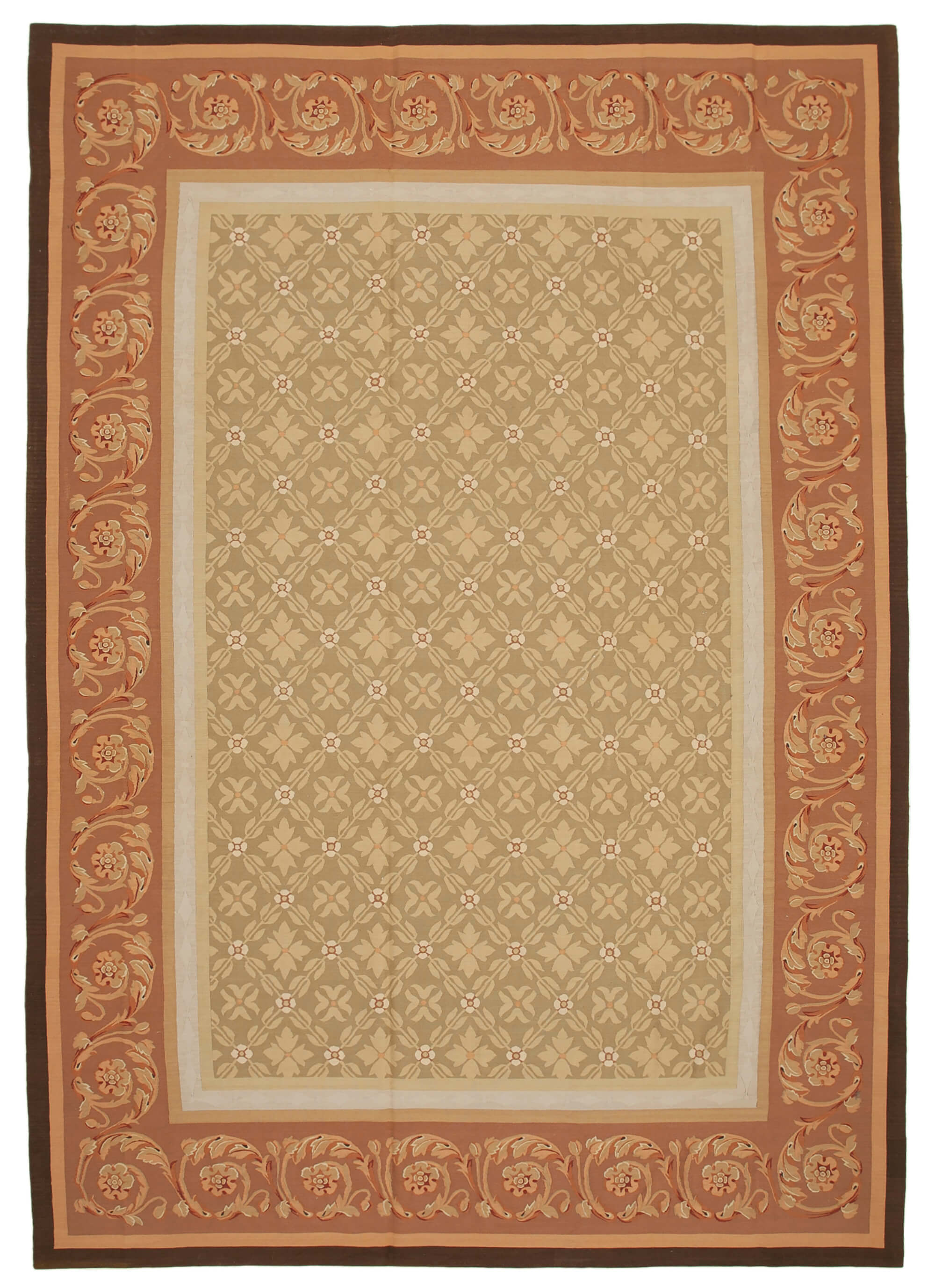 10x14 Brown Aubusson Kilim - 29517