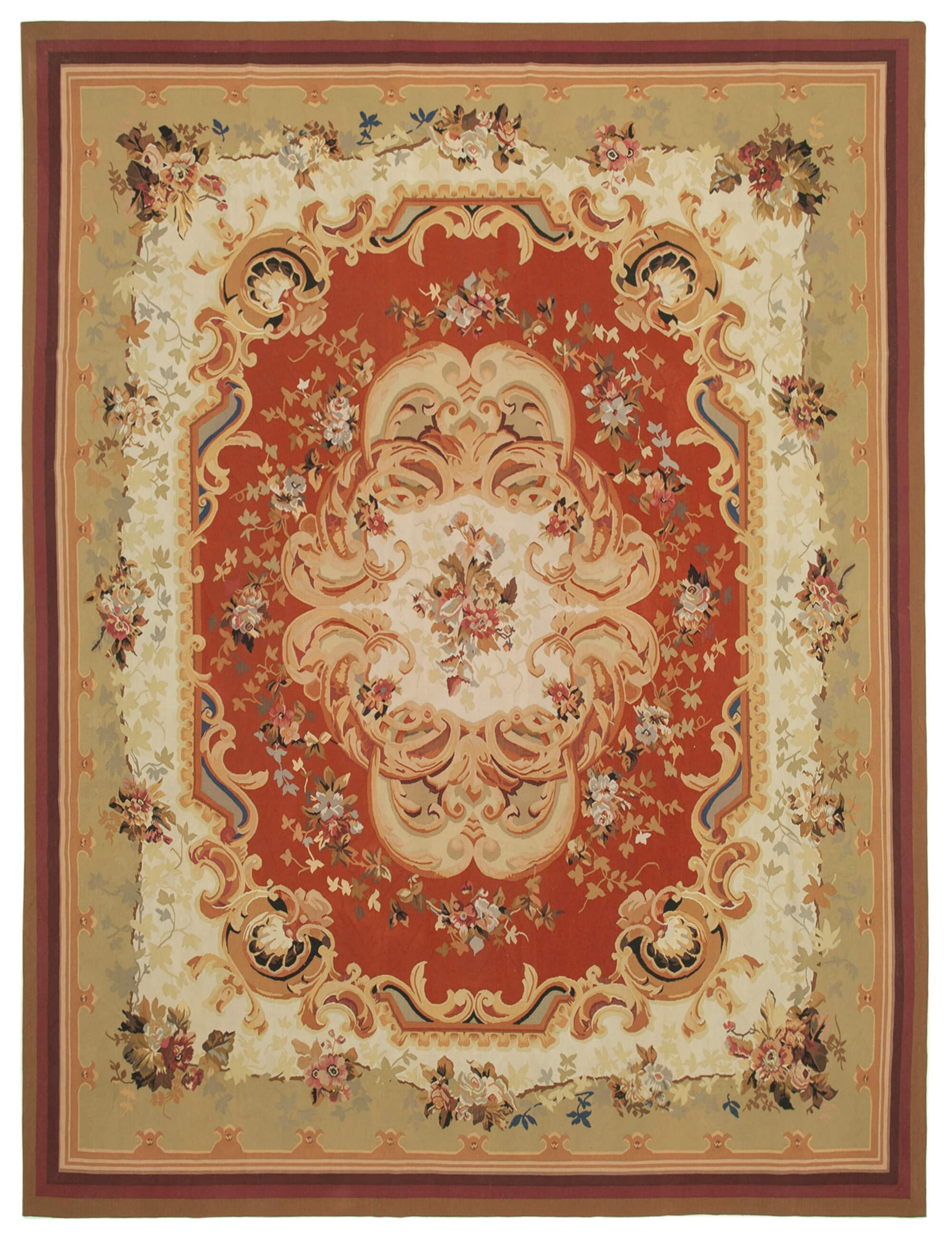 10x14 Beige Aubusson Kilim - 29519