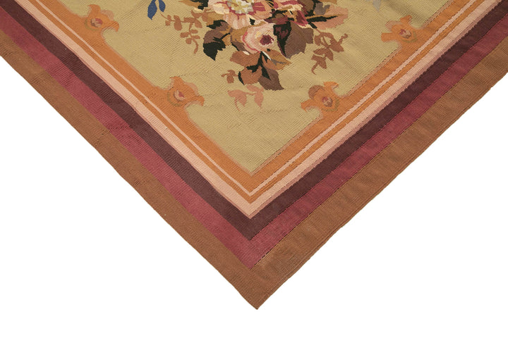 10x13 Beige Aubusson Kilim - 29520