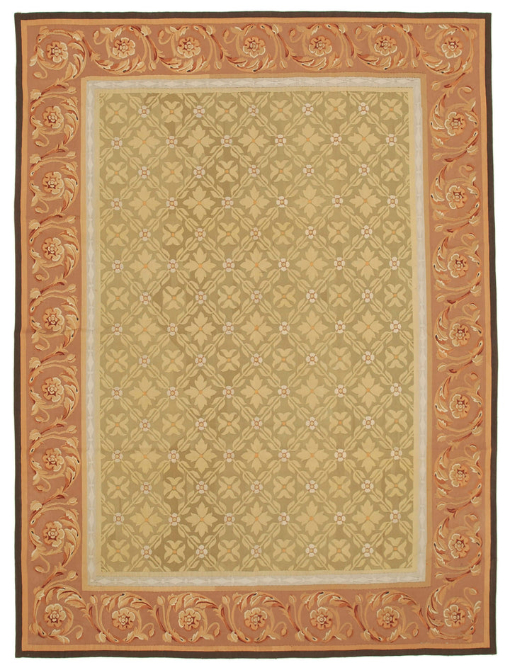 9x12 Brown Aubusson Kilim - 29535
