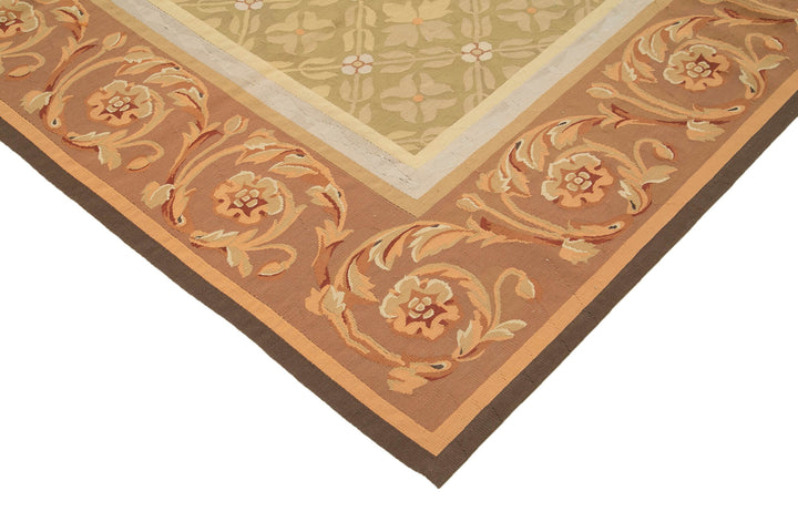 9x12 Brown Aubusson Kilim - 29538