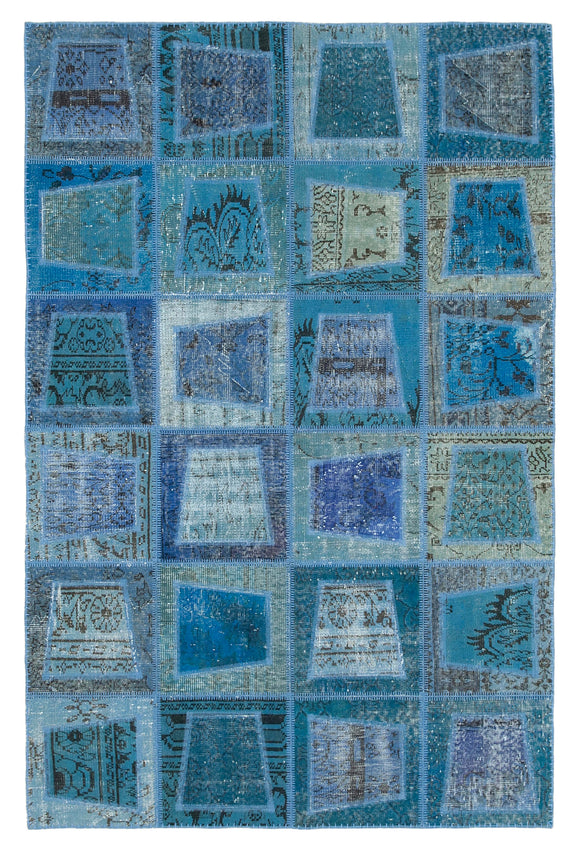 5x8 Blue Modern Patchwork Rug - 29560