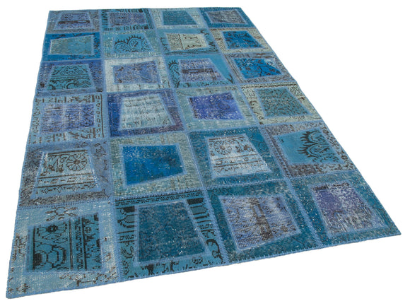 5x8 Blue Modern Patchwork Rug - 29560