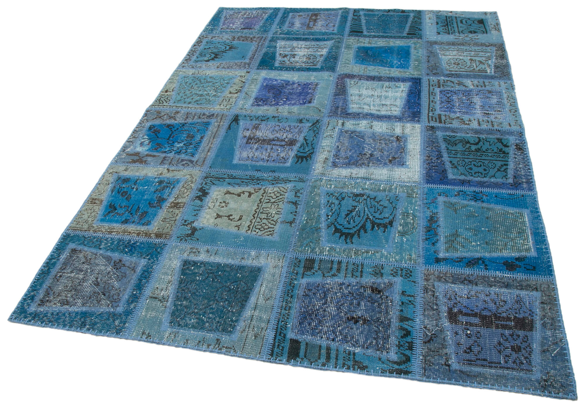 5x8 Blue Modern Patchwork Rug - 29560