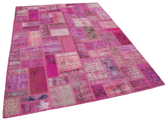 6x8 Pink Modern Patchwork Rug - 29561
