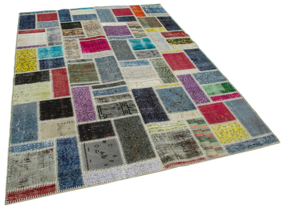6x8 Multicolor Modern Patchwork Rug - 29576