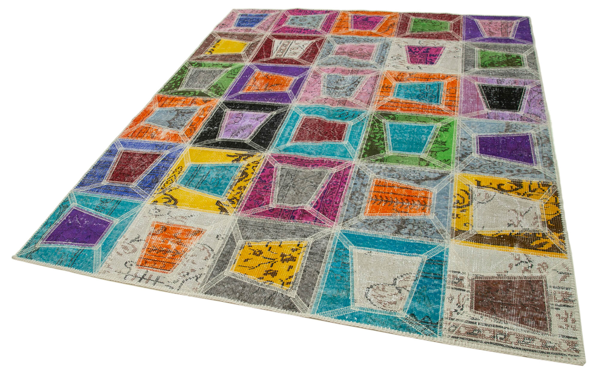 6x8 Multicolor Modern Patchwork Rug - 29588