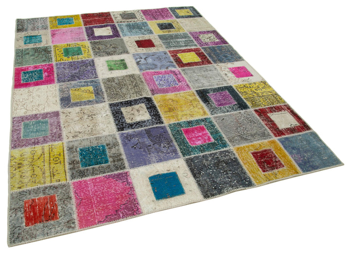 6x8 Multicolor Modern Patchwork Rug - 29590