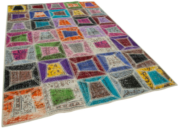 6x9 Multicolor Modern Patchwork Rug - 29609