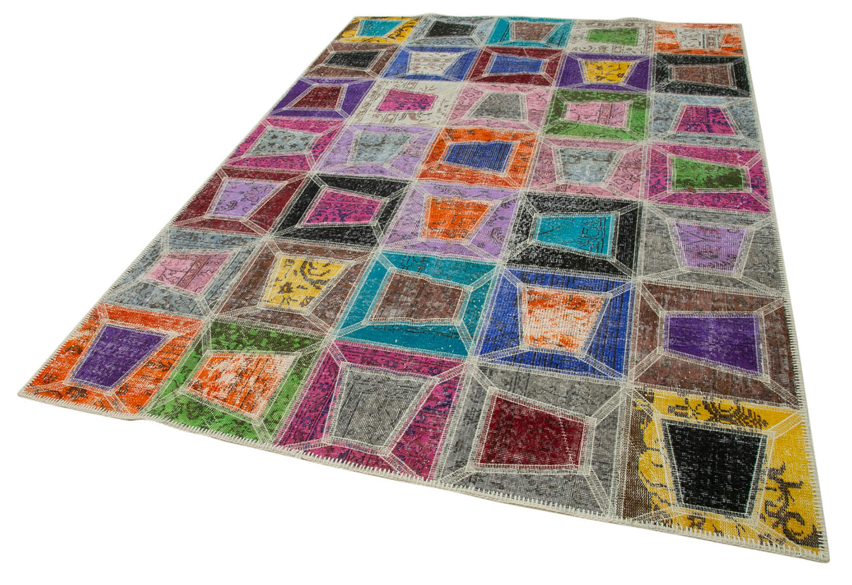 6x9 Multicolor Modern Patchwork Rug - 29609